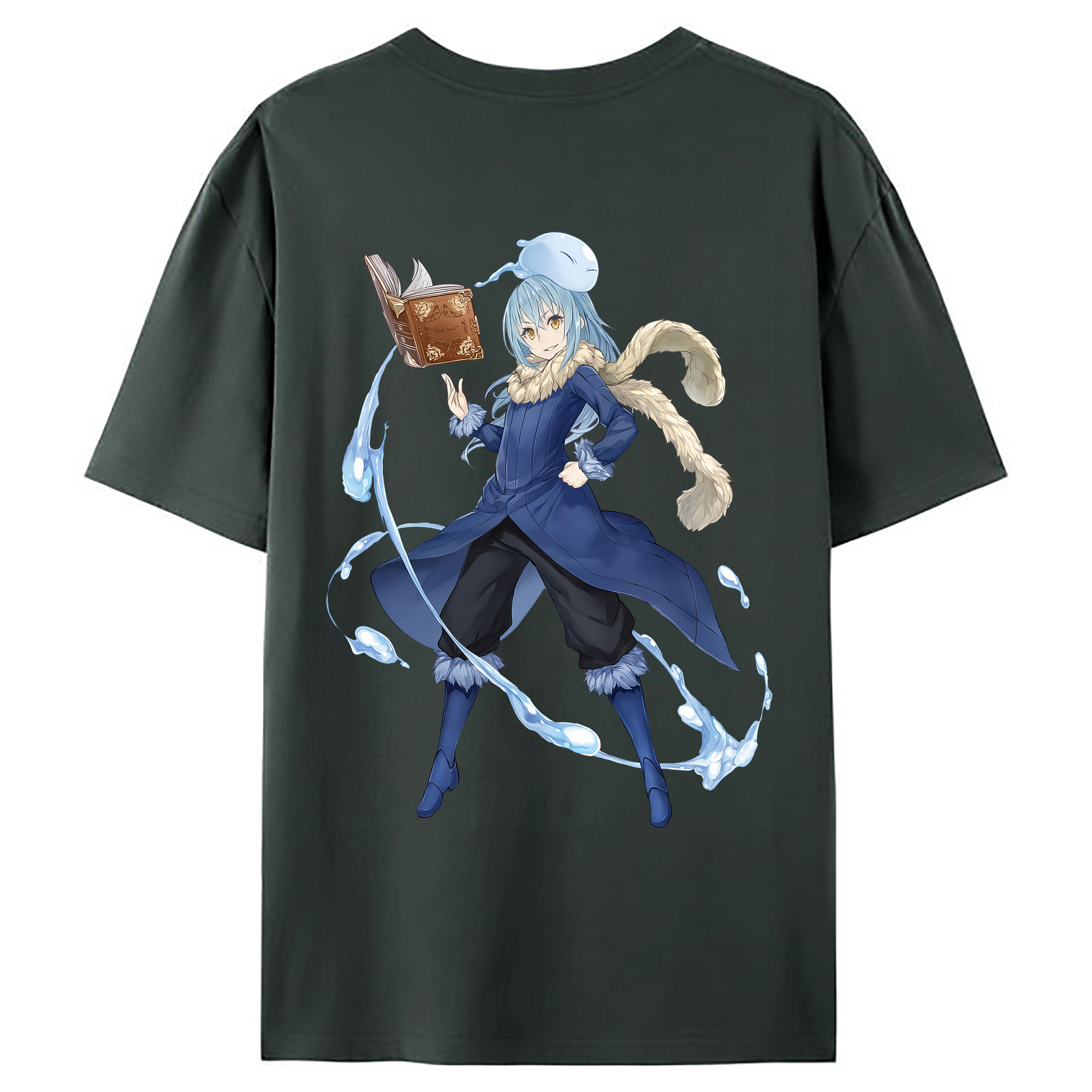 （画像用） 転スラ Regarding Reincarnated to Slime 綿100％ メンズ半袖Tシャツ（バックプリント） 通気性